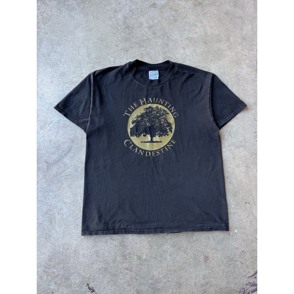 VTG 90s Clandestine Band The Haunting Album Promo Tree T-Shirt Celtic Music L